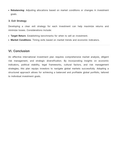 Free International Investment Plan Template to Edit Online