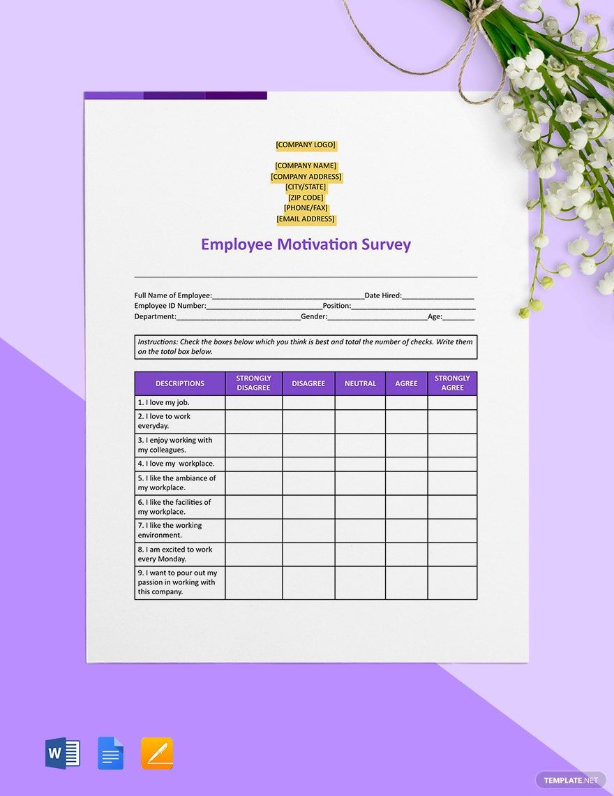 Employee Motivation Survey Template