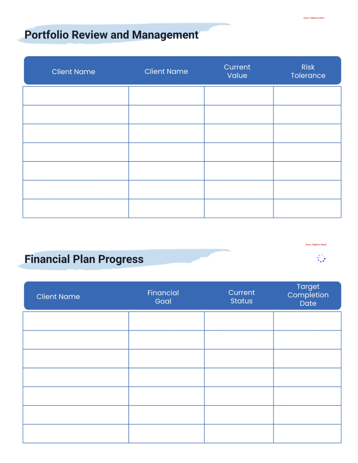 Free Financial Advisor Planner Template to Edit Online