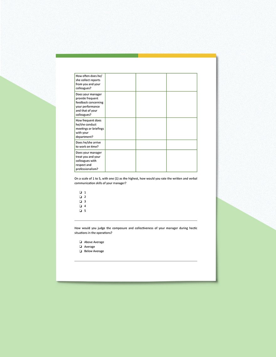 Employee Feedback Survey for Manager Template Format