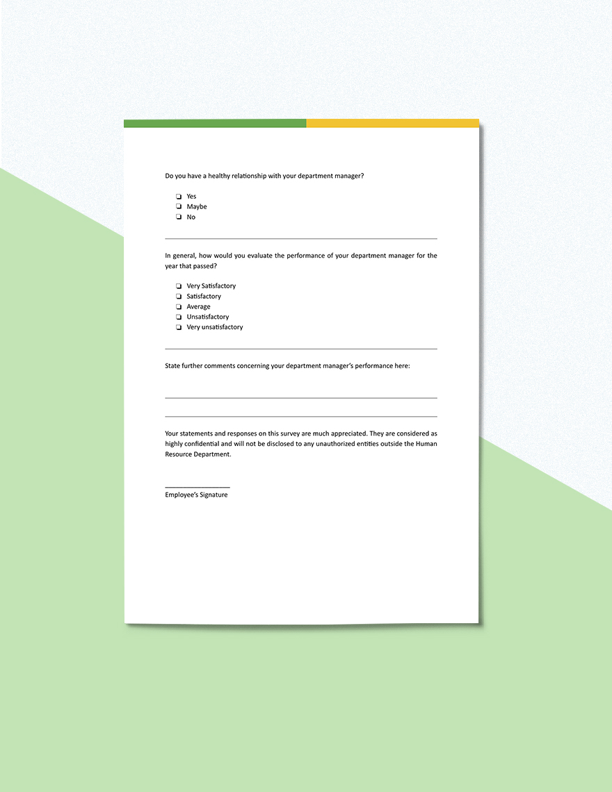 Employee Feedback Survey for Manager Template Sample