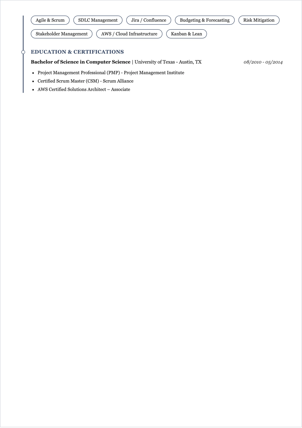 Free Professional One Page ATS Resume Template, AI Resume Builder