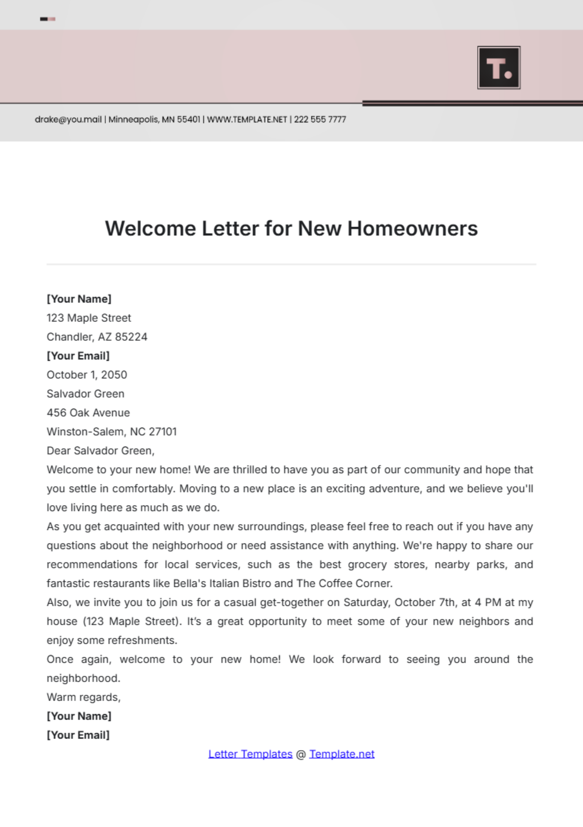 Welcome Letter for New Homeowners Template - Edit Online & Download