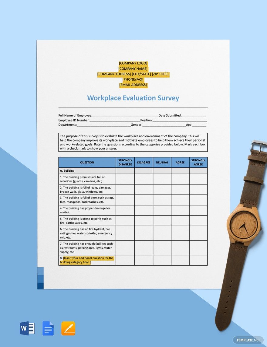 Workplace Evaluation Survey Template