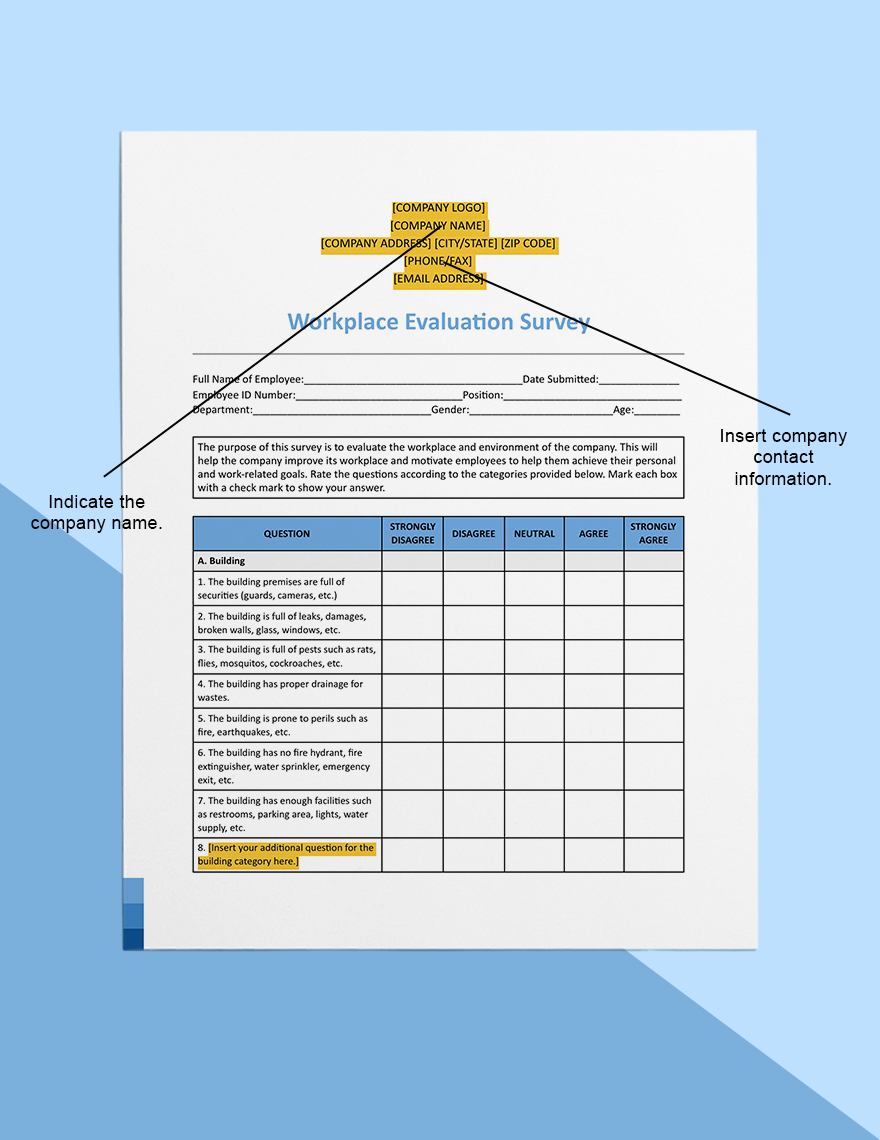 Workplace Evaluation Survey Printable
