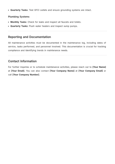 Free Maintenance Plan Template to Edit Online