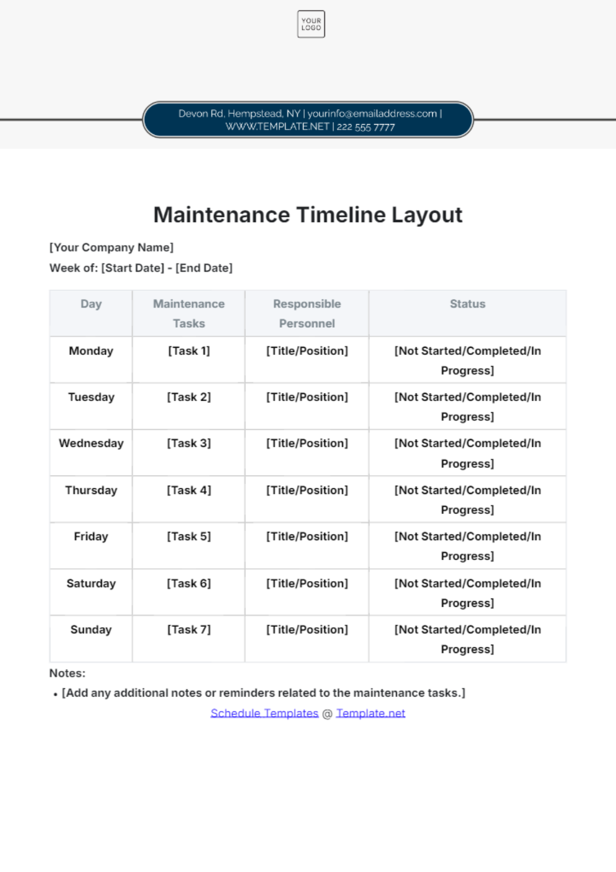 Maintenance Timeline Layout Template - Edit Online & Download