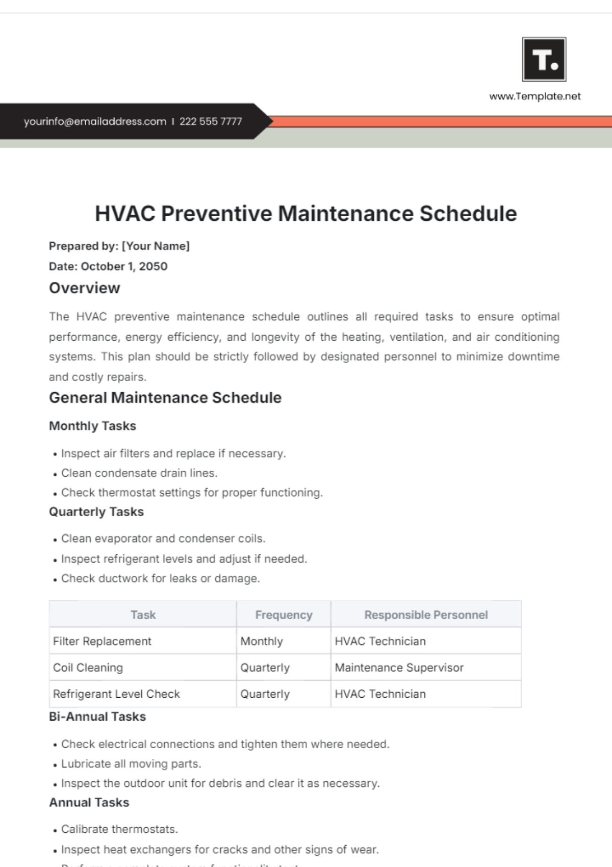 HVAC Preventive Maintenance Template - Edit Online & Download