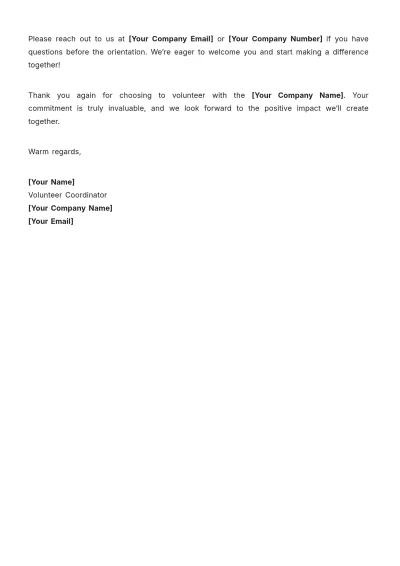 Free Volunteer Orientation Welcome Letter Template to Edit Online