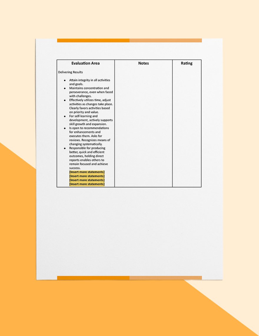 Annual Evaluation Form Template