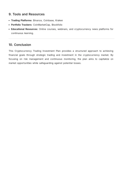 Free Cryptocurrency Trading Investment Plan Template to Edit Online