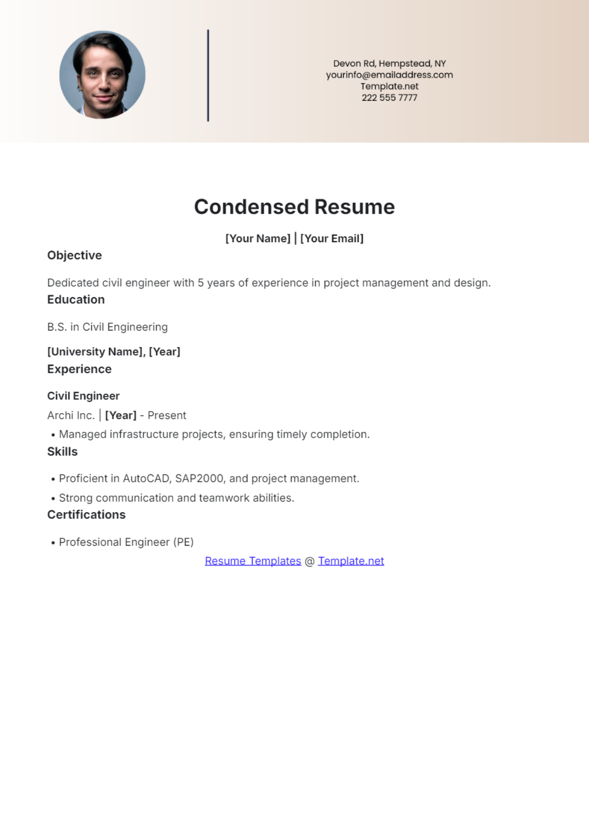 Condensed Resume Template - Edit Online & Download