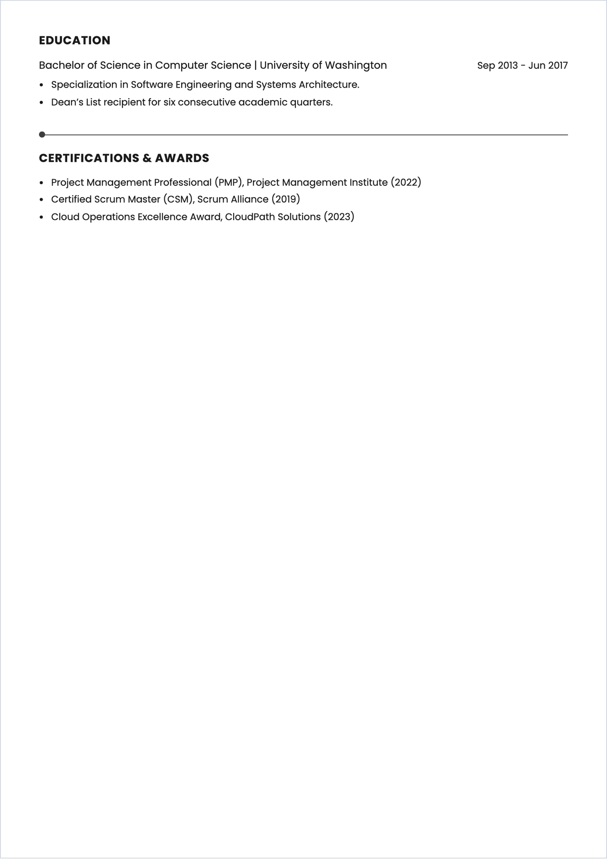 Free Clean One Page ATS Resume Template, AI Resume Builder