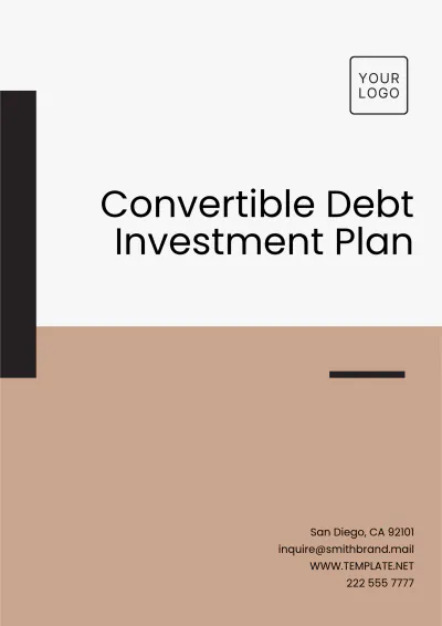 Free Convertible Debt Investment Plan Template to Edit Online