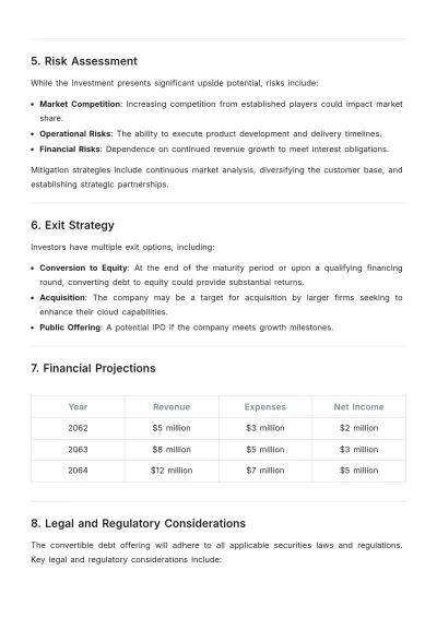 Free Convertible Debt Investment Plan Template to Edit Online