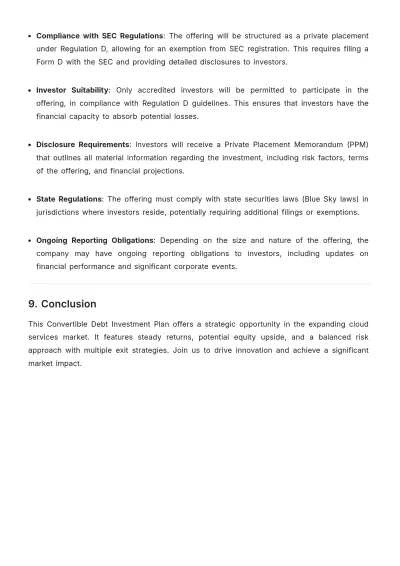 Free Convertible Debt Investment Plan Template to Edit Online