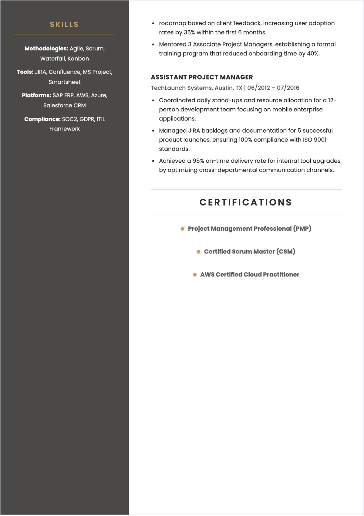 Free One Page Resume for Professionals Template to Edit Online