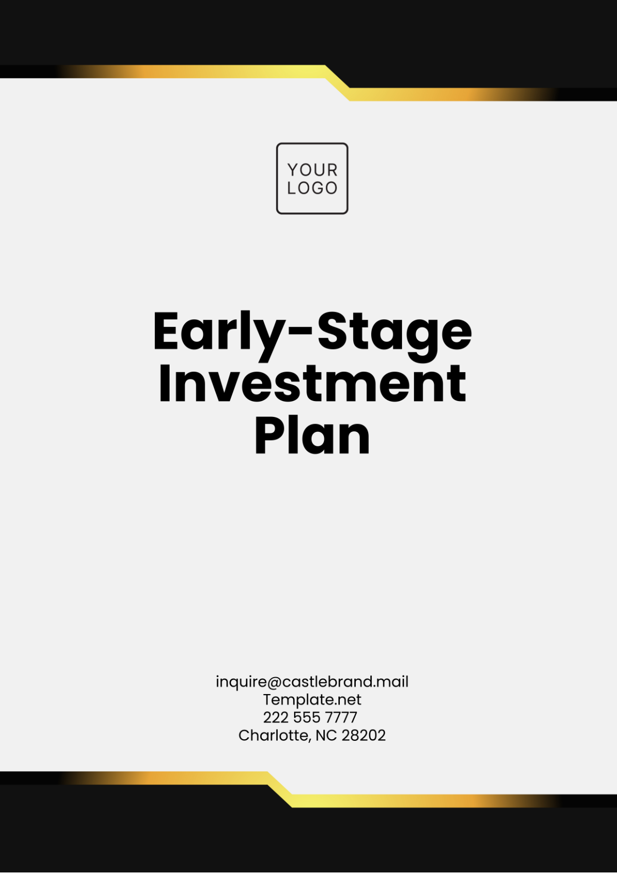 Early-Stage Investment Plan Template - Edit Online & Download