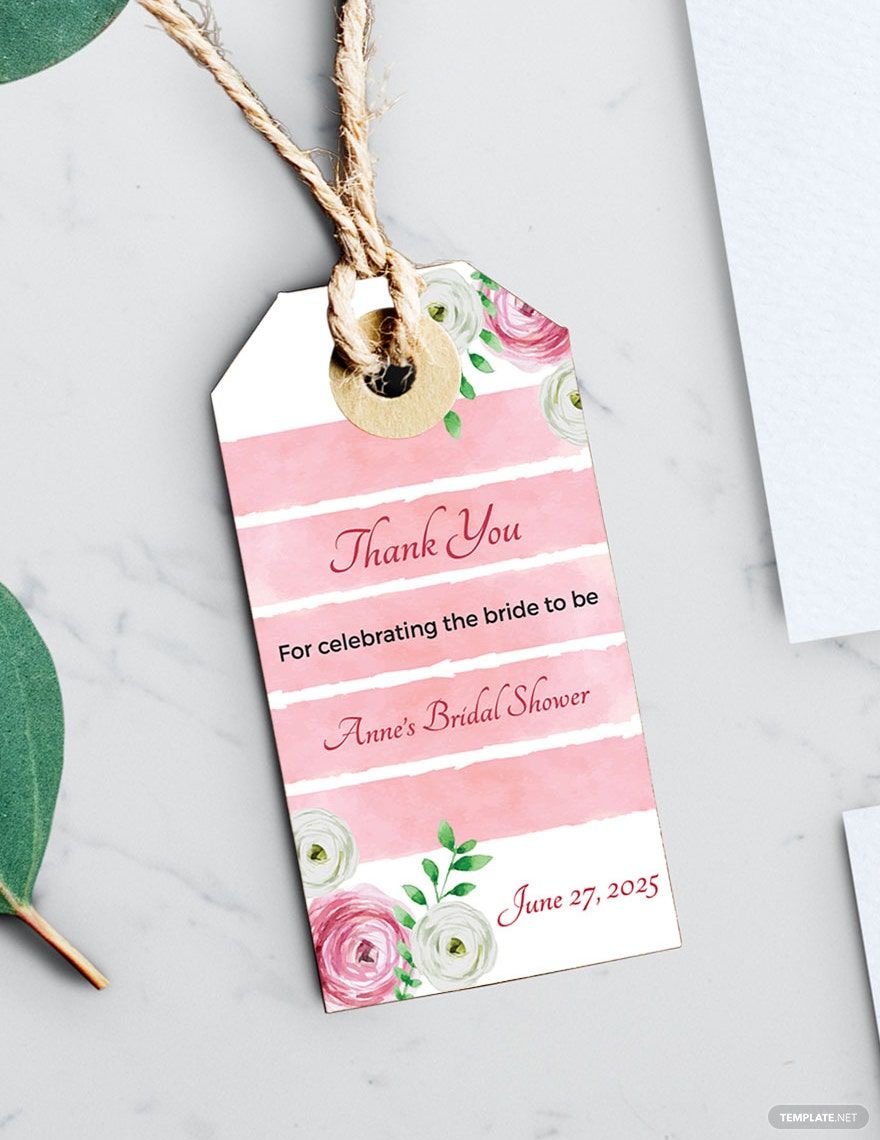 Bridal Shower Thank You Tag Template