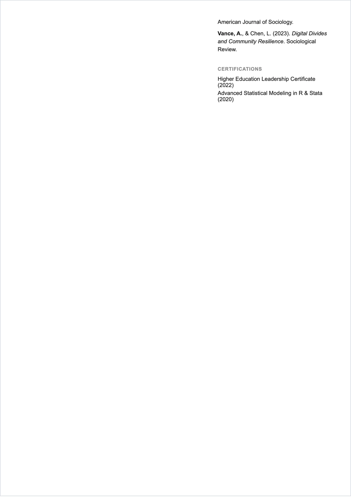 Free Printable Higher Education ATS CV Template, AI CV Builder