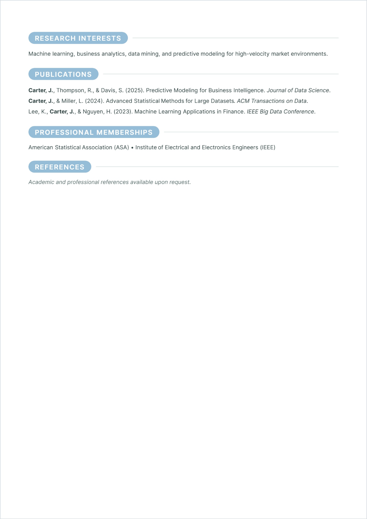 Free Professional Academic CV Template to Edit Online