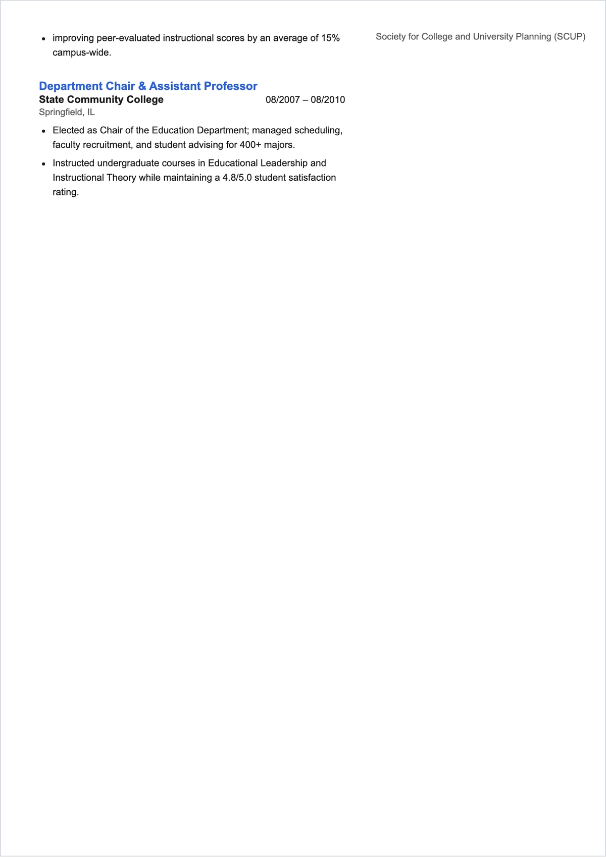 Free Dean Of Academic Affairs ATS CV Template, AI CV Builder