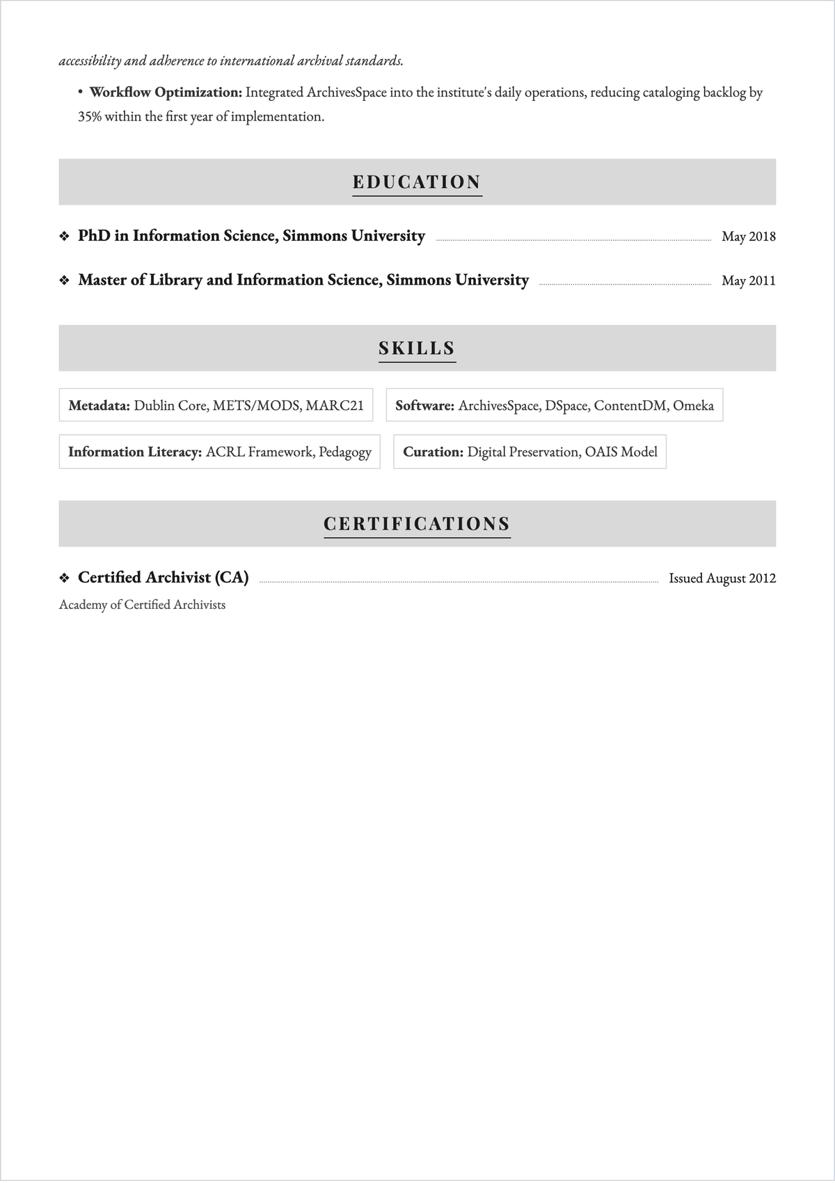 Free Academic Librarian ATS CV Template, AI CV Builder