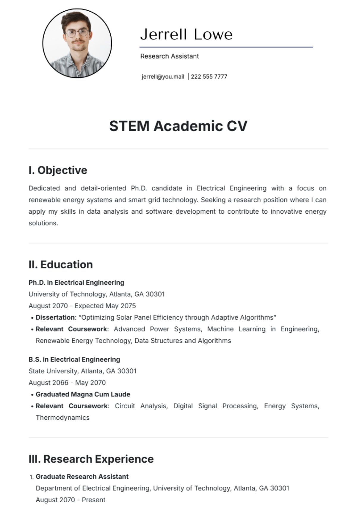 STEM Academic CV Template - Edit Online & Download