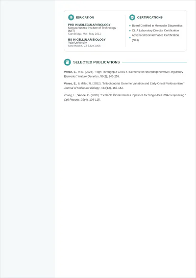 Free STEM Academic ATS CV Template, AI CV Builder