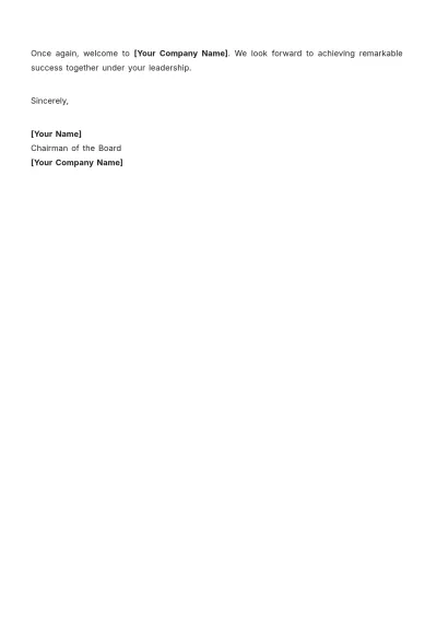 Free Welcome Letter for New CEO Template to Edit Online