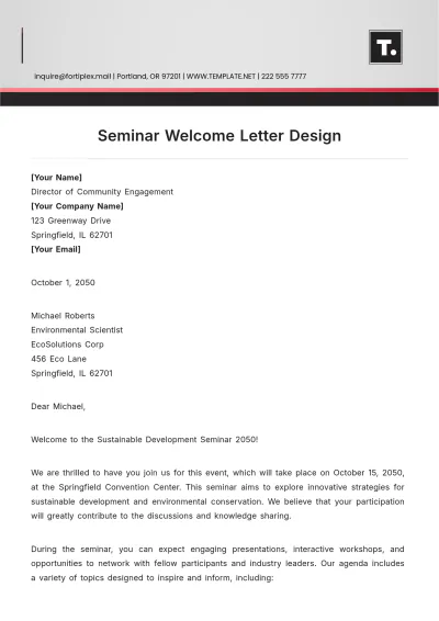 Free Seminar Welcome Letter Design Template to Edit Online