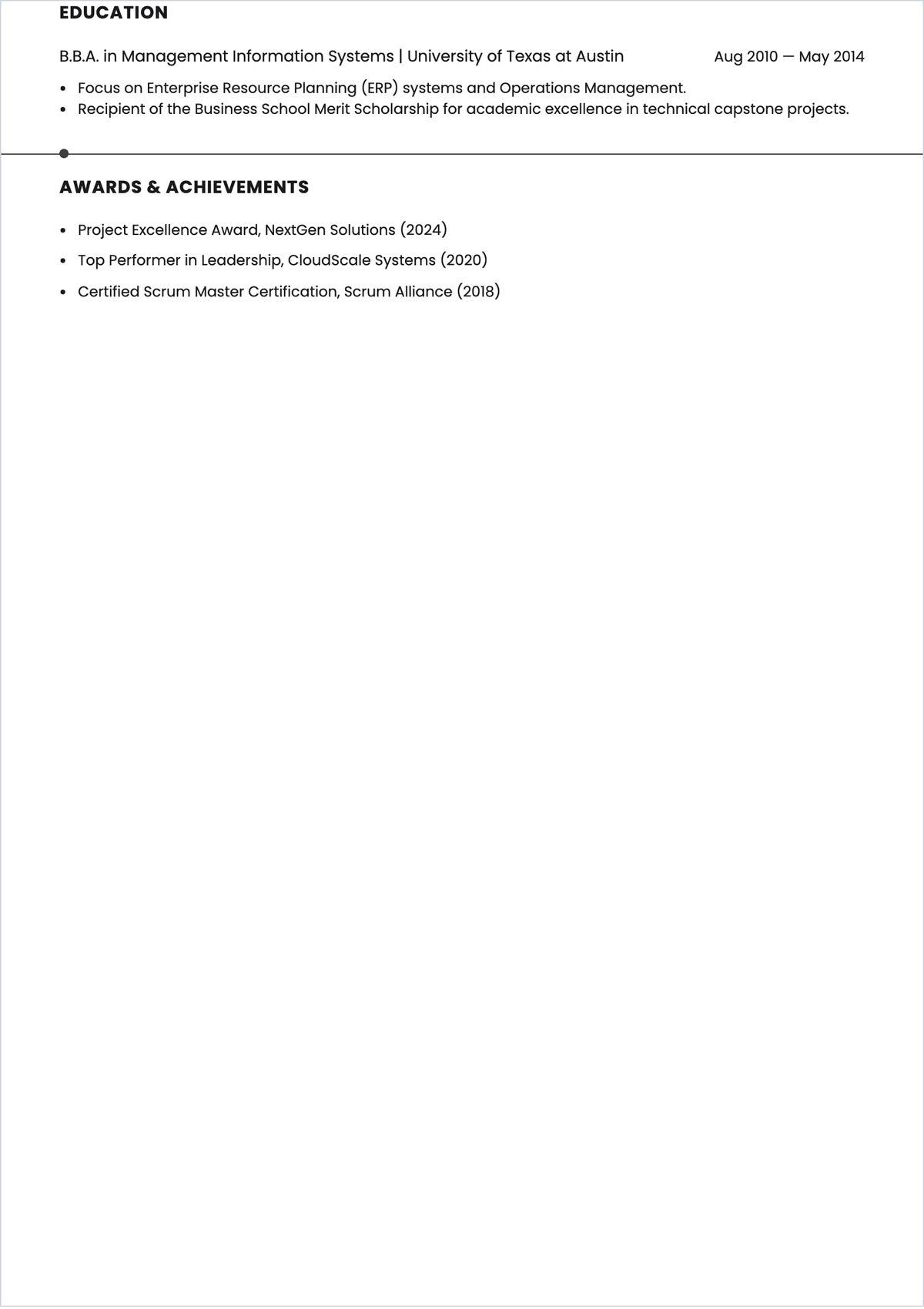 Free Single Page CV ATS Resume Template, AI Resume Builder