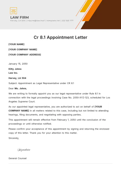 Free Cr 8.1 Appointment Letter Template to Edit Online