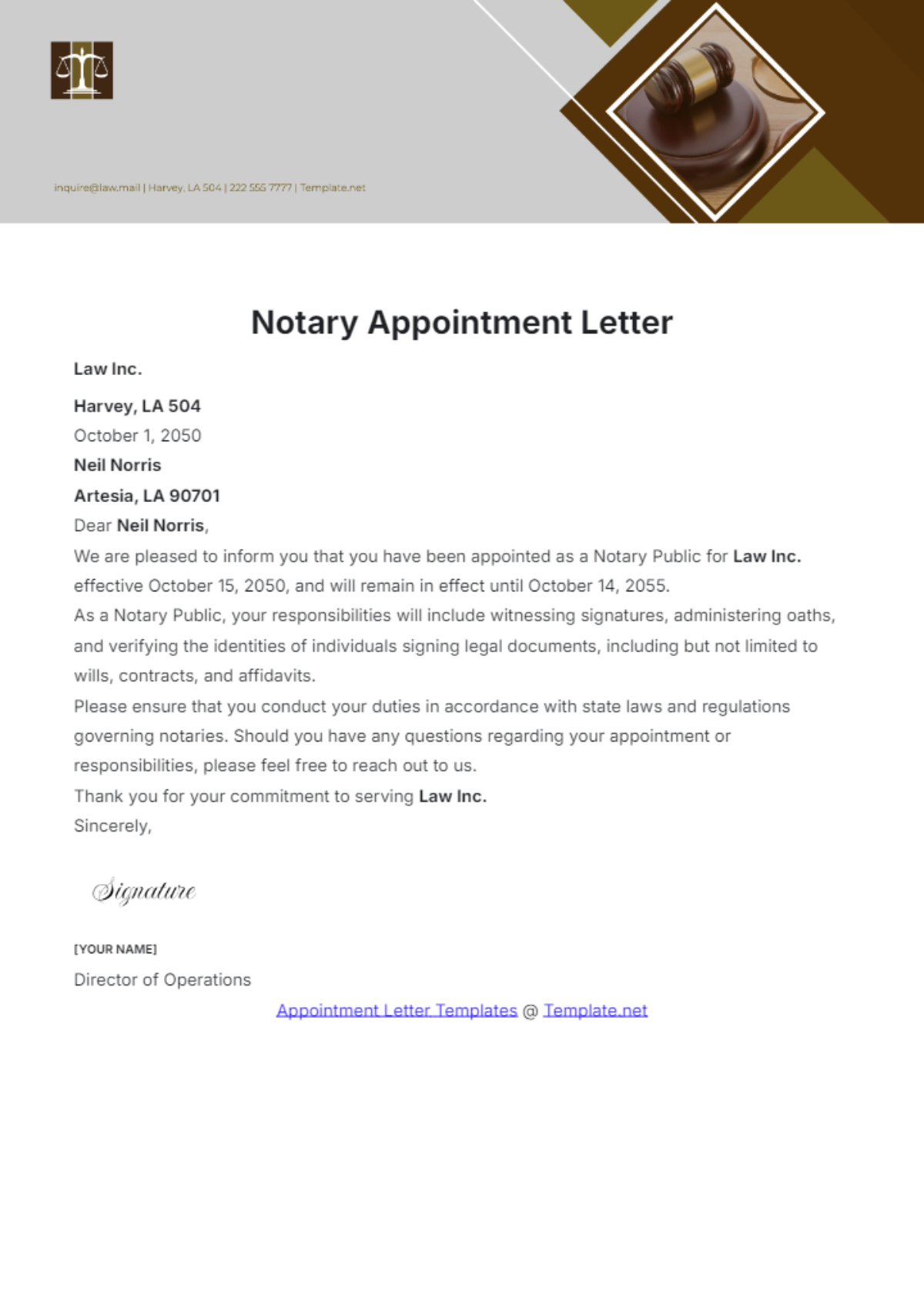 Notary Appointment Letter Template - Edit Online & Download