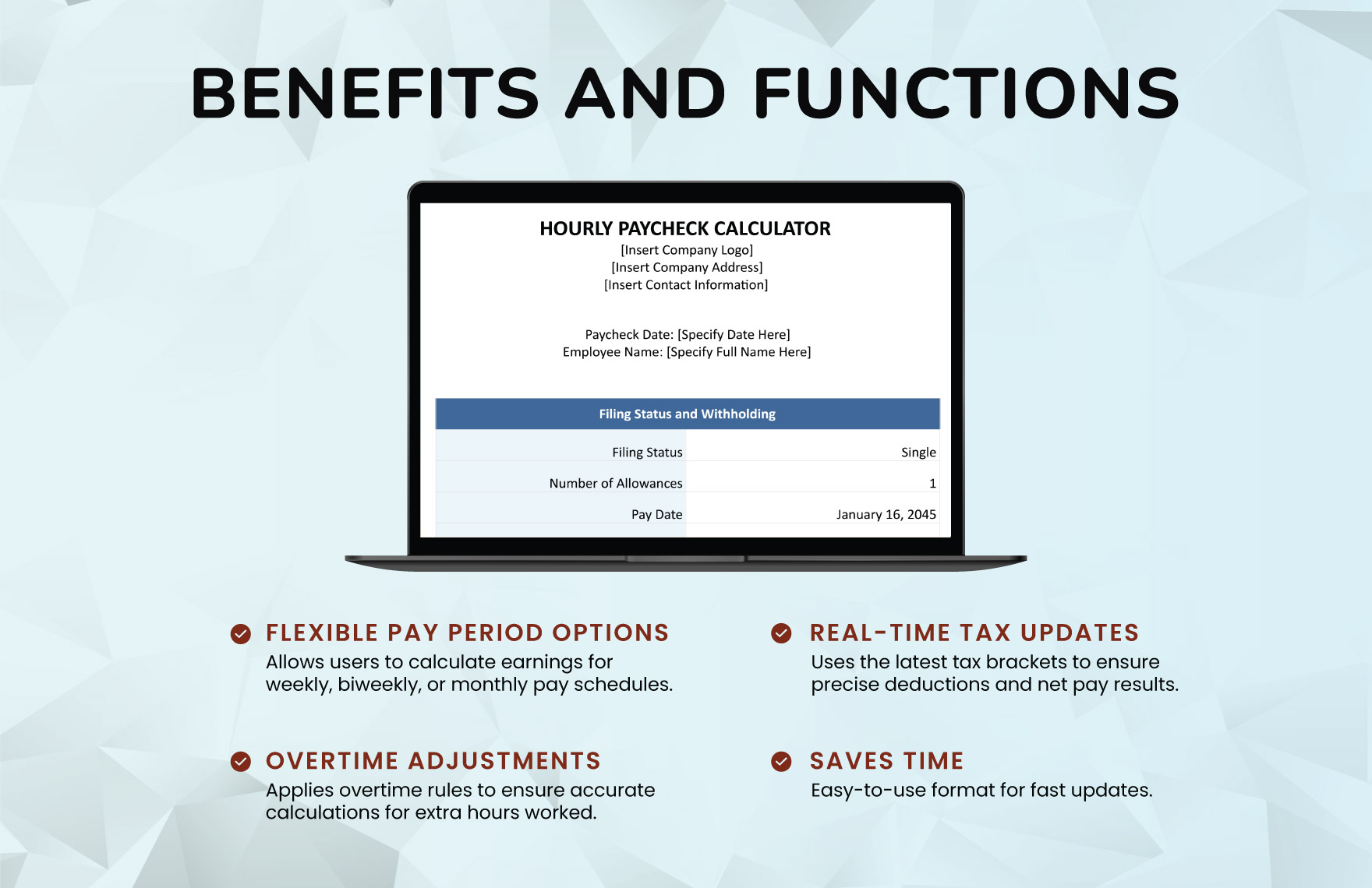 Hourly Paycheck Calculator Template