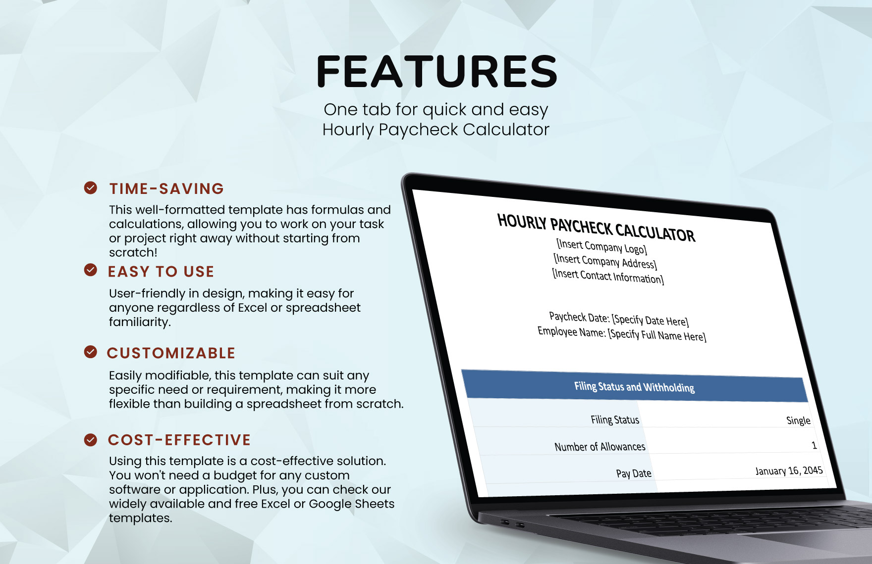 Hourly Paycheck Calculator Template