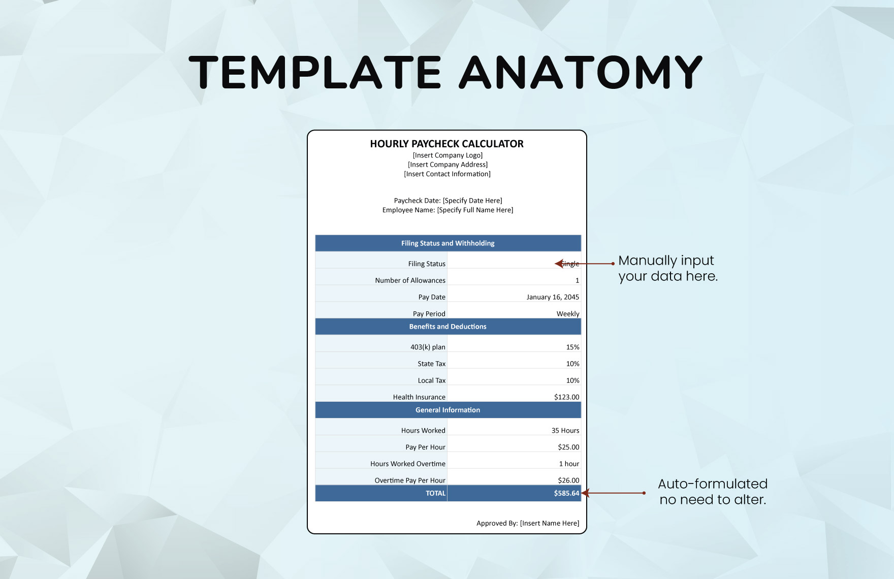 Hourly Paycheck Calculator Template