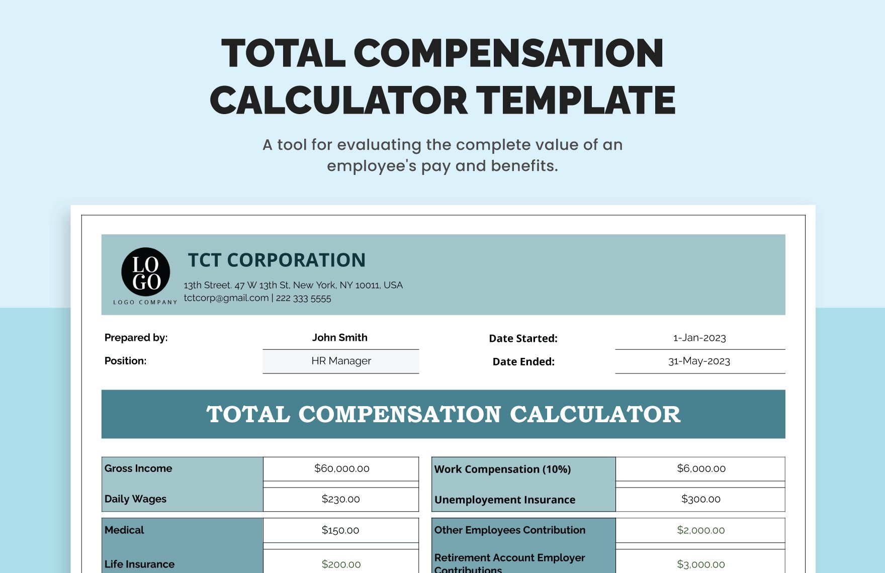Total Compensation Calculator Template