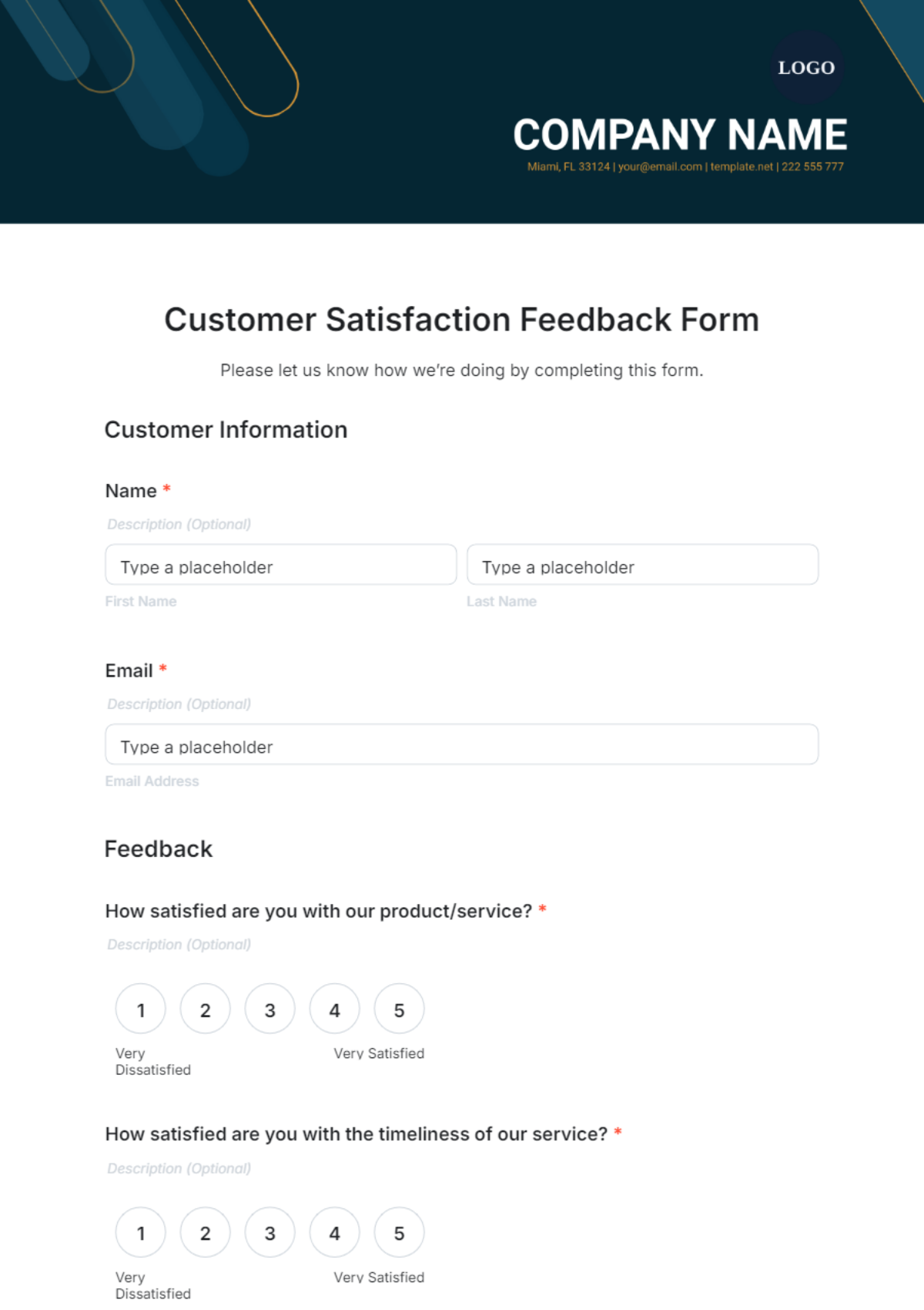 Customer Satisfaction Feedback Form Template - Edit Online & Download