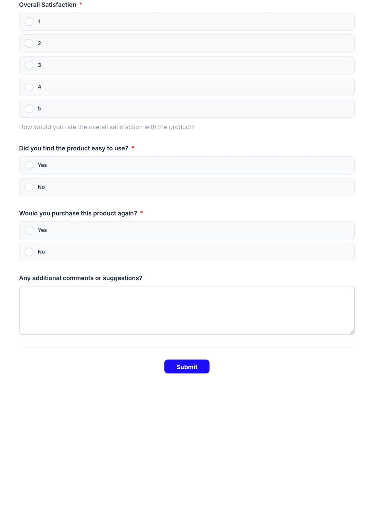 Free Product Feedback Form Template & AI Product Feedback Form Maker