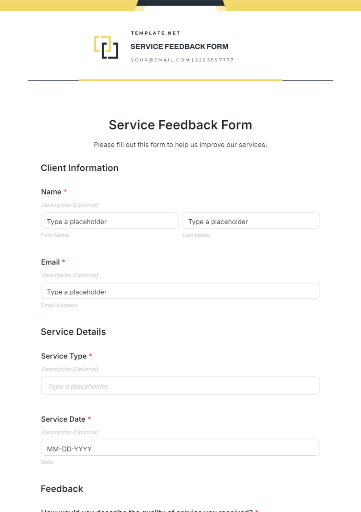 Service Feedback Form Template