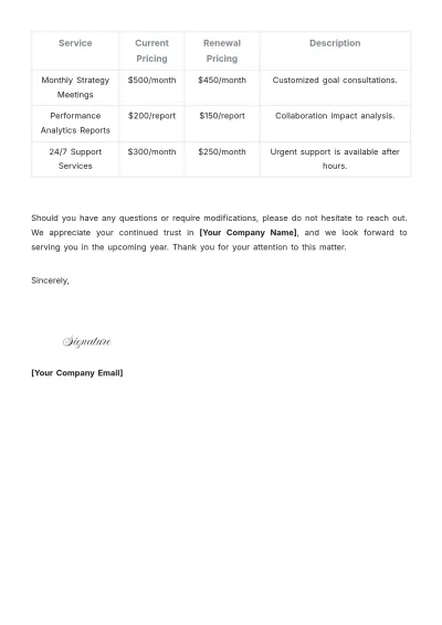 Free Professional Service Renewal Letter Template to Edit Online