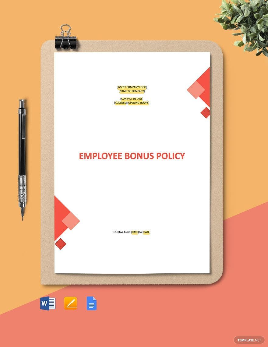 Employee Bonus Policy Template