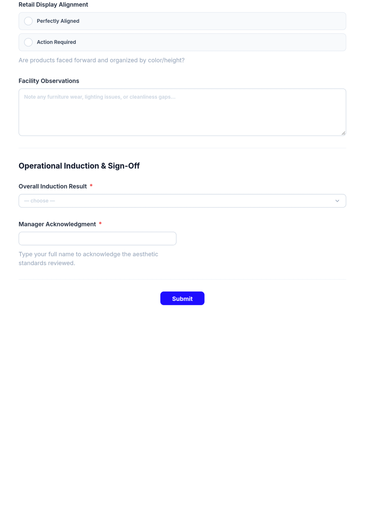 Free Manager Aesthetic Induction Checklist Template & AI Maker