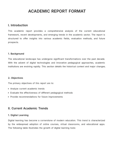Free Academic Report Format Template to Edit Online