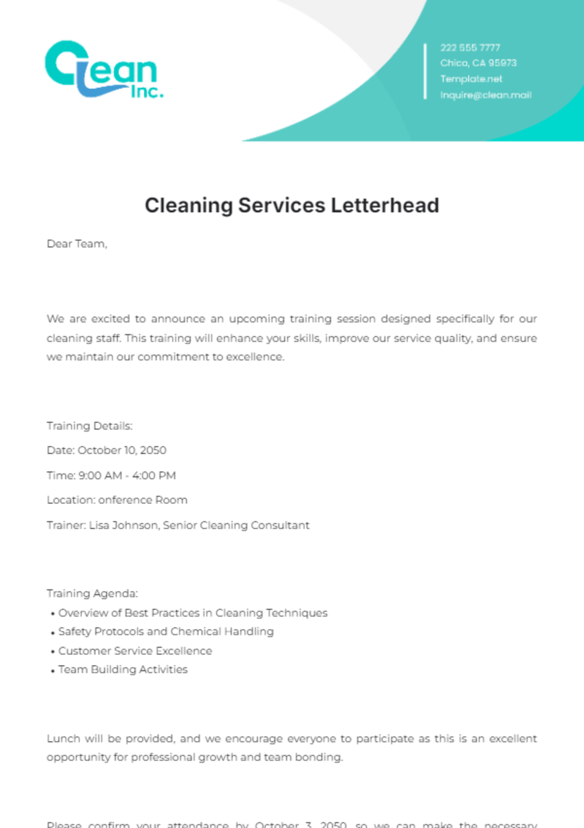 Cleaning Services Letterhead Template