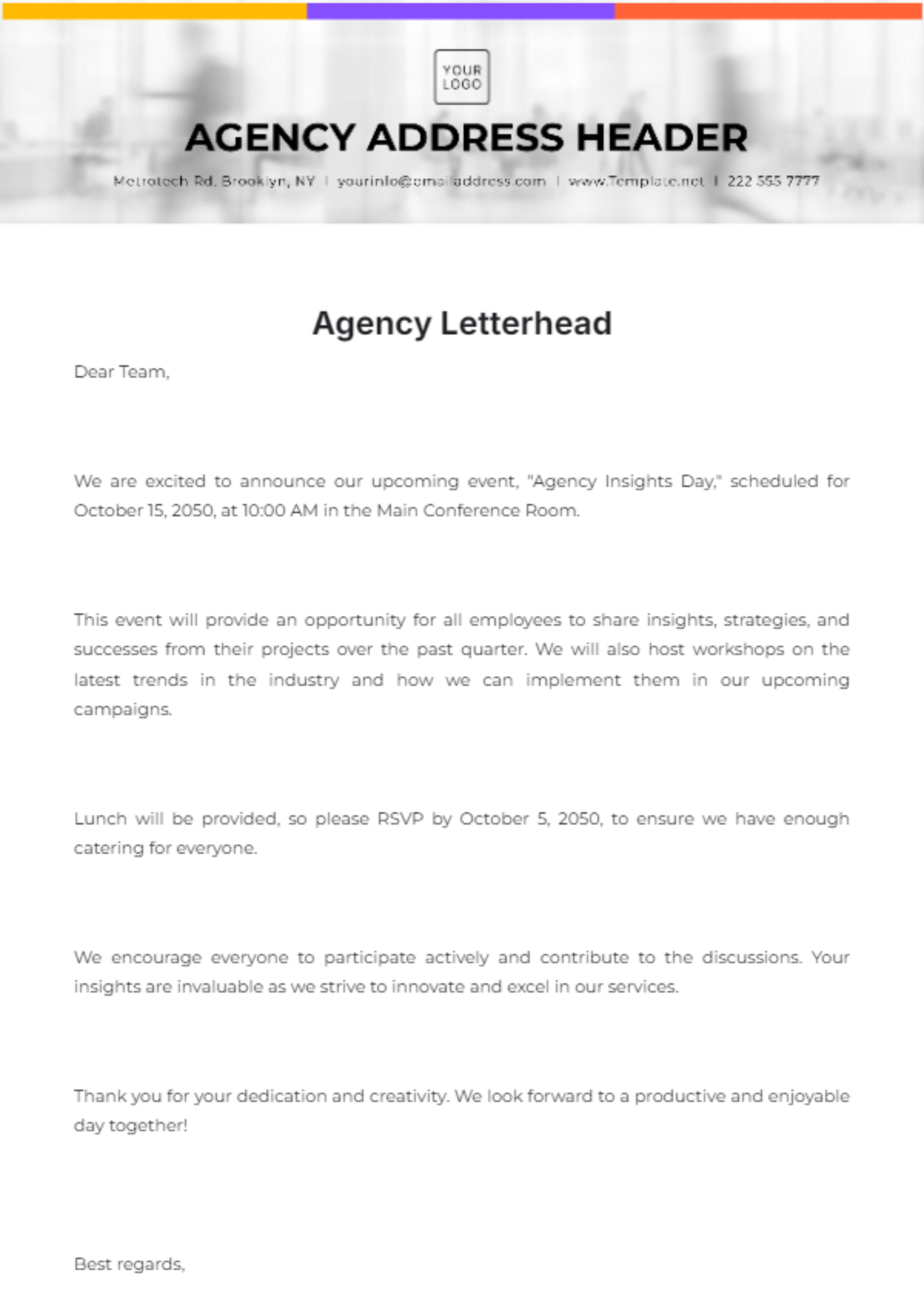 Agency Letterhead Template