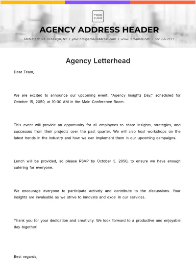 Free Agency Letterhead Template to Edit Online