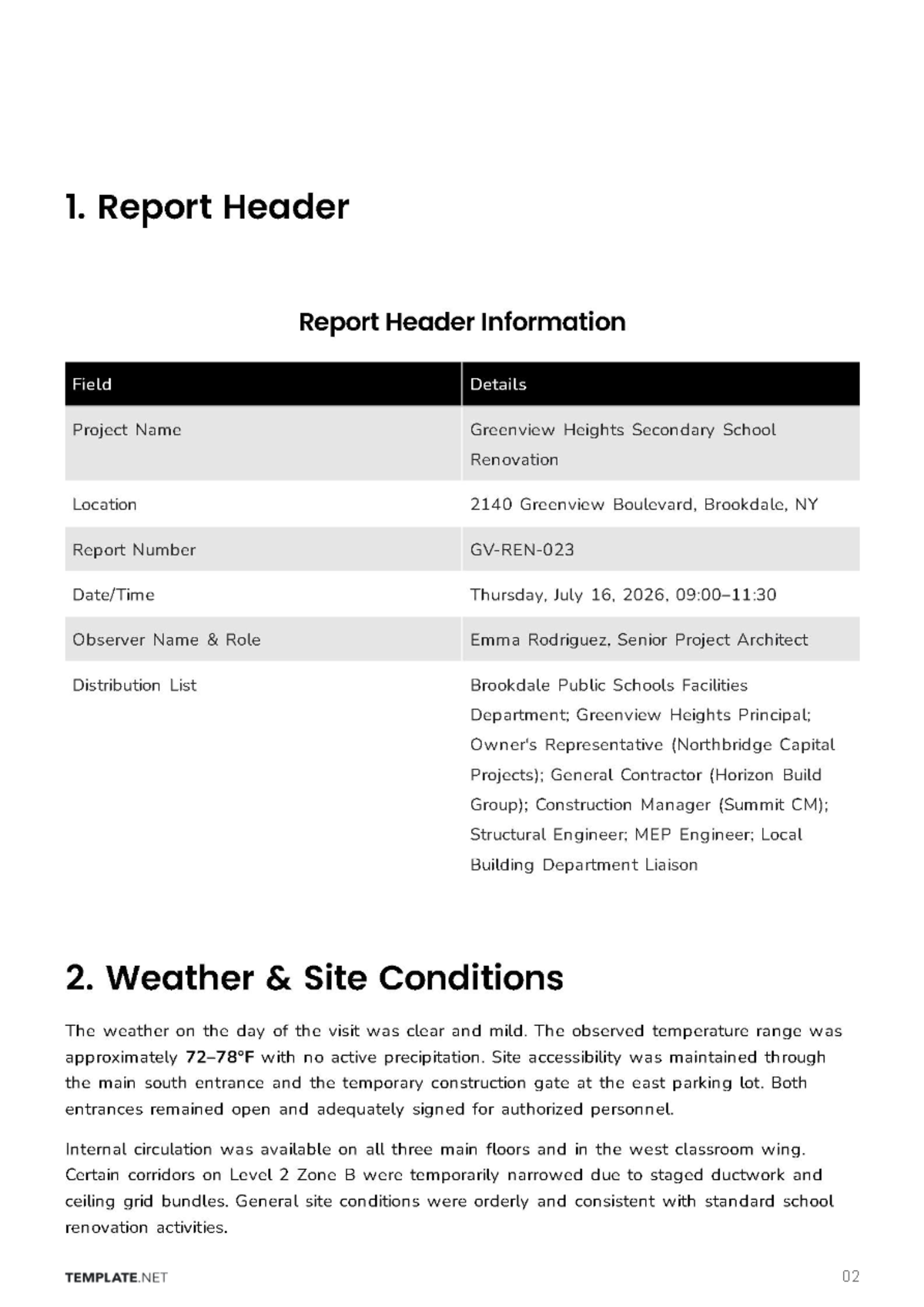 Free Site Observation Report Template to Edit Online