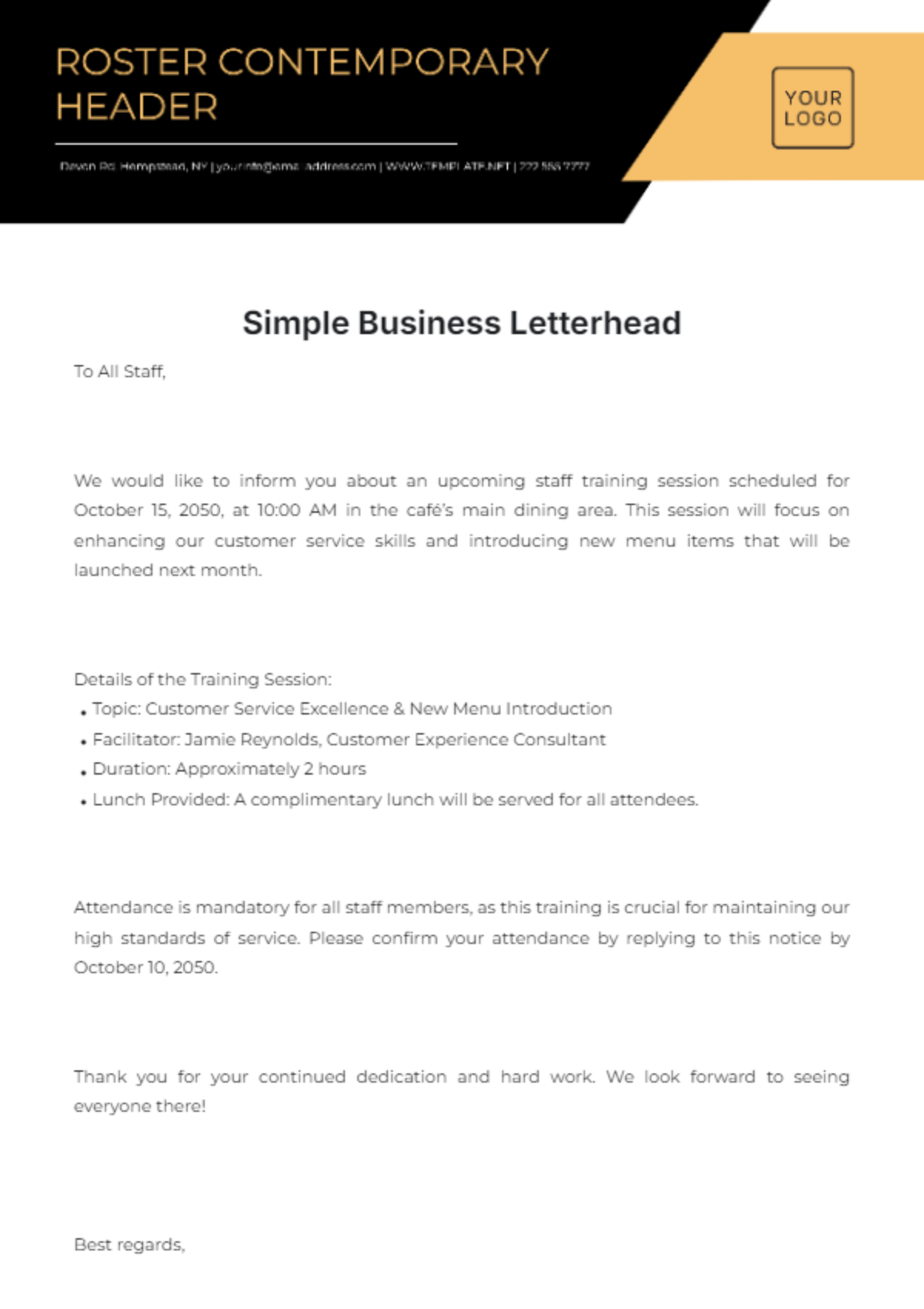 Simple Business Letterhead Template